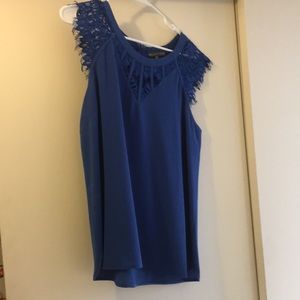 Blue fringe top
